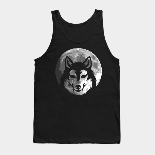 Wolf Silhouette on the moon gift for women and men Tank Top by star trek fanart and more